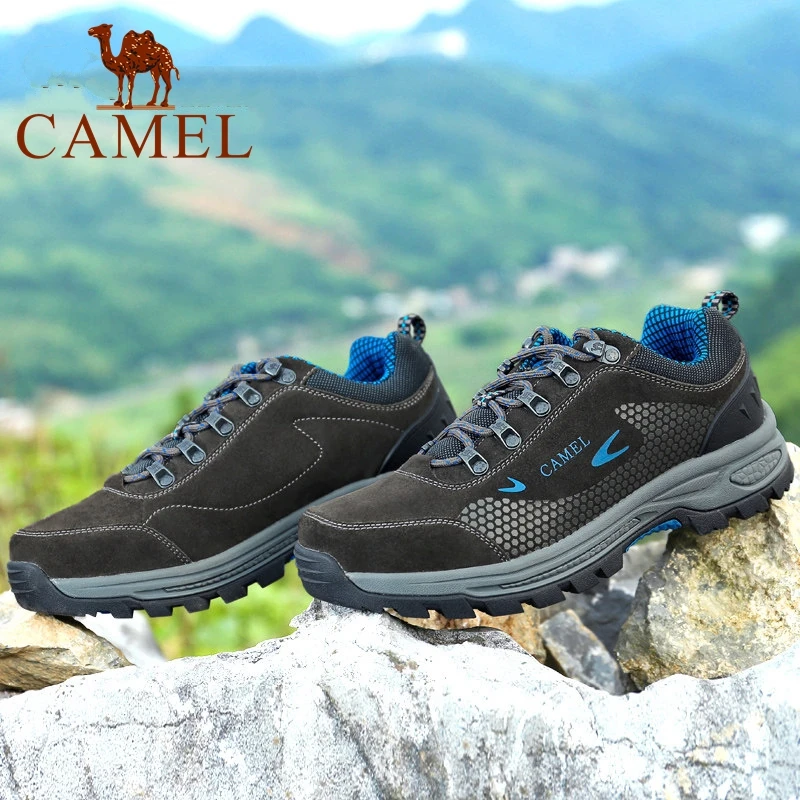 CAMEL уличная кожаная обувь для походов с сетчатыми вставками для мужчин противоскользящие дышащие амортизирующие Горные Скалолазание треккинговые кроссовки