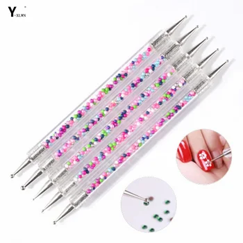 

Y-XLWN Dual-ended Nail Dotting Pen Crystal Beads Handle Rhinestone Studs Picker Wax Pencil Manicure Nail Art Tool