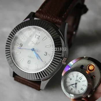 

10pcs/lot New Female Lighter Watch Novelty Man Quartz Sports usb flameless rechargeable Cigarette Cigar Men Watches lighter