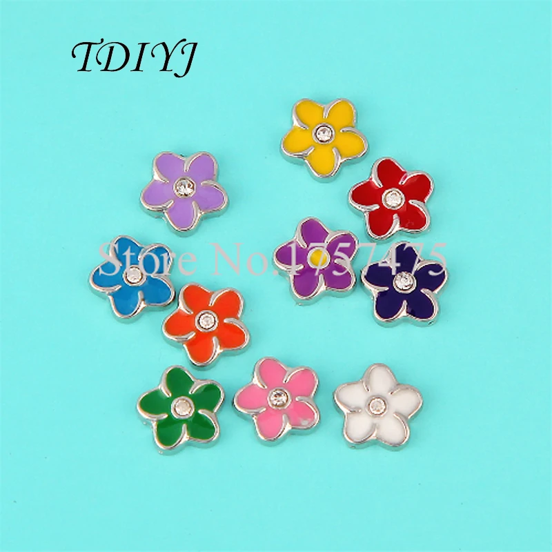 

TDIYJ 20pcs Top Selling 7mm Beautiful Mixed Mini Flower Floating Charms for Glass Memory Locket Pendants as Women Gifts