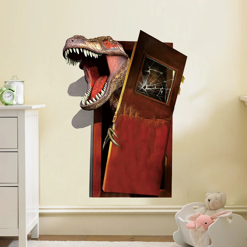3d Динозавр наклейки на стену для детской комнаты, спальни, украшения для дома, юрский период, настенная роспись с животными, сделай сам, сафари, наклейка, ПВХ, плакат