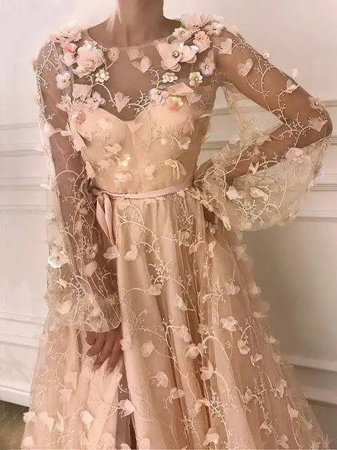 floral long sleeve gown
