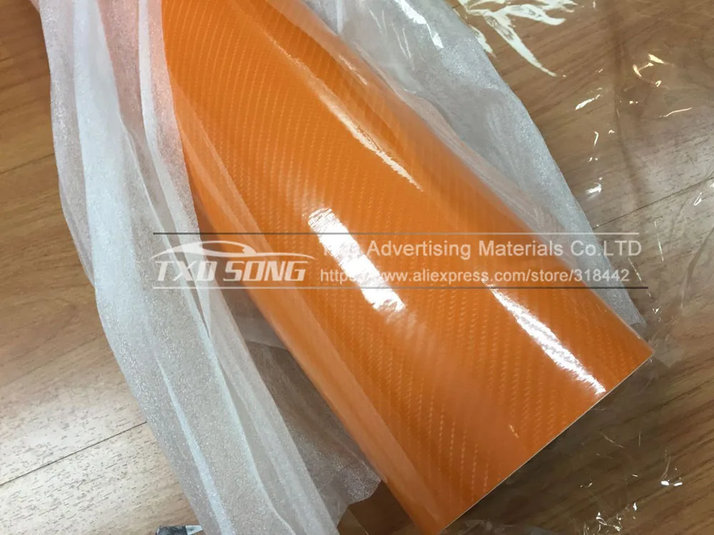 Новое поступление Глянцевая оранжевая 5D виниловая пленка из углеродного волокна цветная глянцевая виниловая пленка из углеродного волокна авто обертывание пинг виниловая пленка фольга