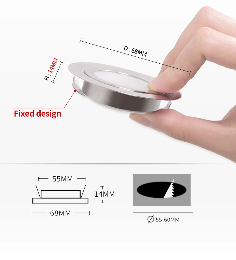Точечный светодиодный ультра-тонкий 3W встраиваемые маленький LED-светильник downlight 12V кухня ванная комната зеркало фары Встроенный точечный светильник