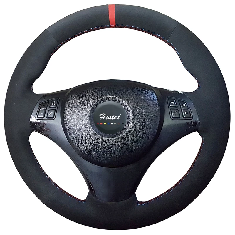 Black Suede Car Steering Wheel Cover for BMW E90 320i 325i 330i 335i E87 120i