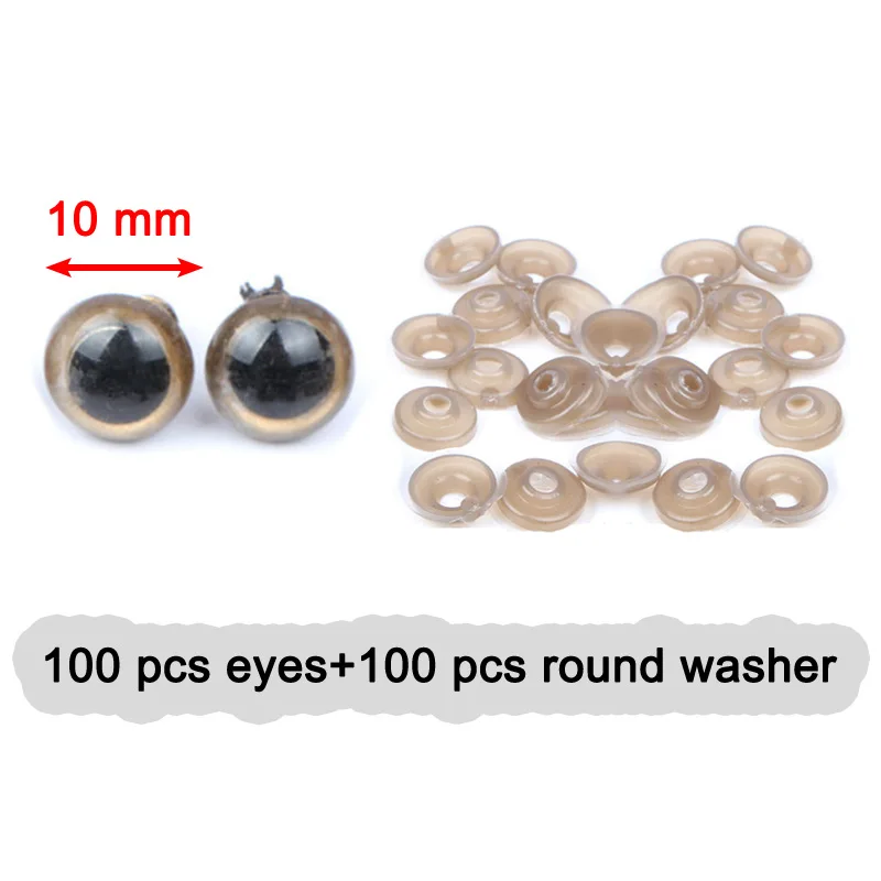 100PCS Colorful 10mm Plastic Safety DIY Doll Toy Eyes For Animal Puppet Crafts Amigurumi Bear Dolls Accessories with Washers doll accessories plush doll accessories doll eyes