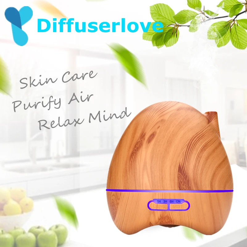 

Diffuserlove 300ml Air Humidifier Household Ultrasonic Essential Oil Diffuser 7Color LED Aroma Diffuser Wood Grain Mist Maker