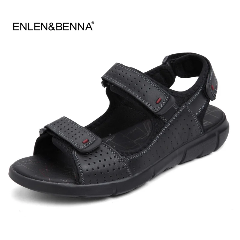 Men beach sandals Luxury Genuine Leather Summer Shoes Men Sandals