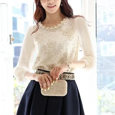 

2019 Rushed Full Silk Formal Appliques Long Polka Dot Blouse Blusas Chiffon Shirt Women Slim O-neck Long-sleeve Basic Top