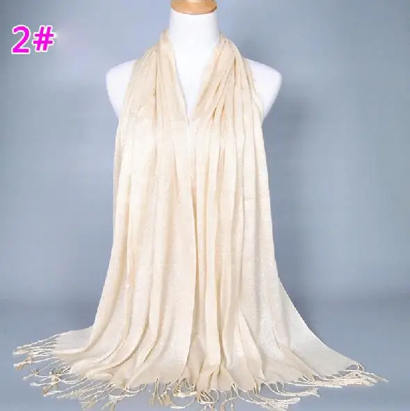 KL226 мусульманский хиджаб модный платок с кисточками тюрбан женский головной убор золотая нить Hoofddoek шарфы 170-60 см - Цвет: 4