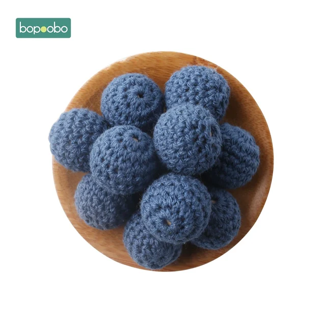 Bopoobo 20mm 10pcs Wooden Crochet Beads Chewable Beads DIY Wooden Teething Knitting Beads Jewelry Crib Sensory Toy Baby Teether 10