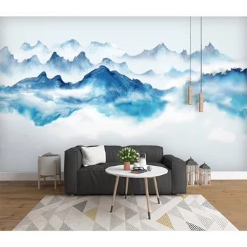 

Custom Wall Papers Mural Chinese Ink Landscape Wall Painting Living Room Papel De Parede 3D Self Adhesive Vinyl / Silk Wallpaper