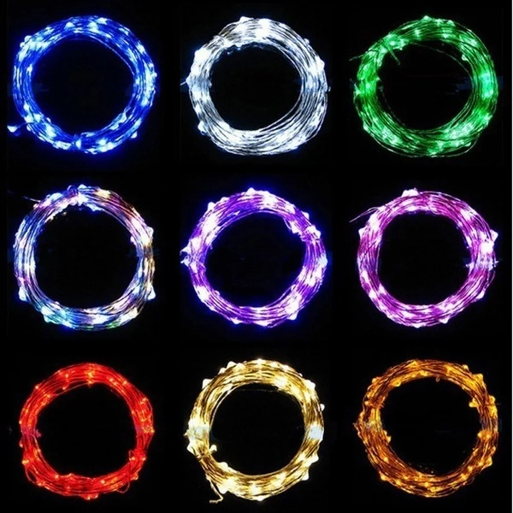 Luzes de Fadas de Cordas da Lâmpada Decoração da Bateria Fio de Cobre Luzes Cordas 30 40 50 100led Party Brilhantes Operado Levou Guirlanda Led 20 - 8 30 40 50 100LED Party Brilhantes Luzes