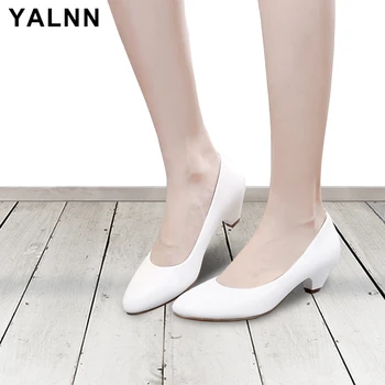 

YALNN Women Shoes Pumps Soft Leather High Quality Comfortable Thick Autumn Spring Big Size Party High Heels Pumps Shoes For Girl