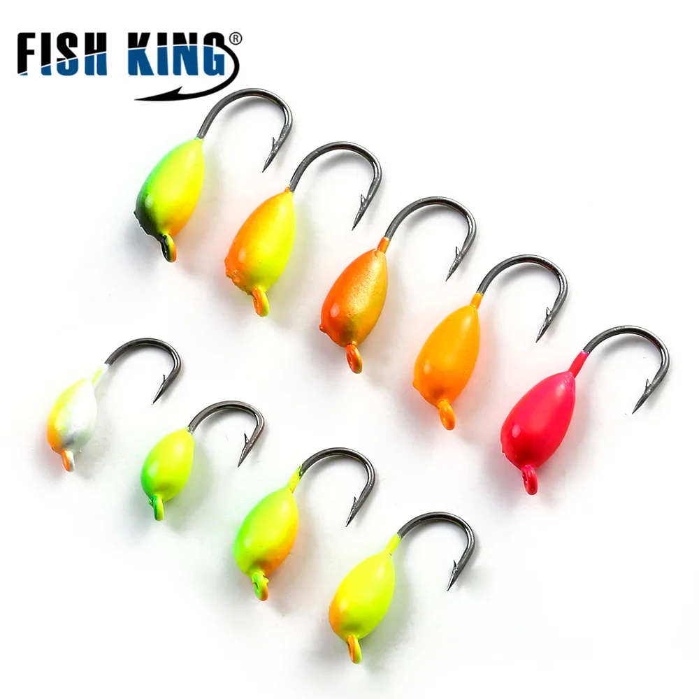 FISH KING Fish King 5PCS/Lot 1g/1.5g/1.8g Ice Fishing Lure Hard Bait Lead Head Lure Jig Bait For