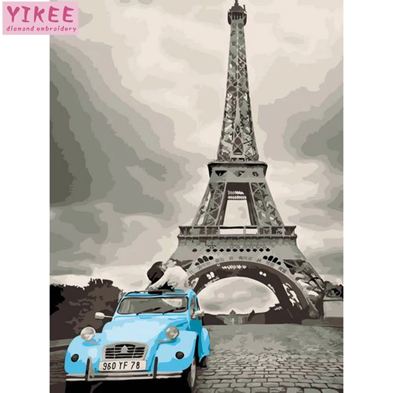 

painting by numbers tower and car,coloring by numbers for adults,oil painting by numbers