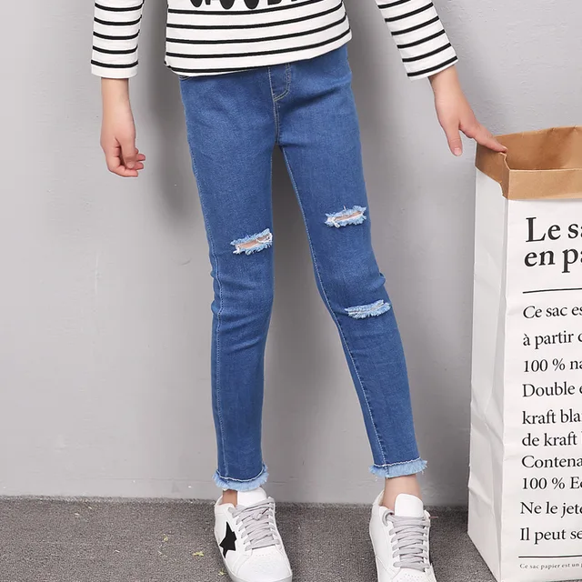 2019 Spring Skinny Pants for Teenage Girl Trousers Jeans for Big Girl