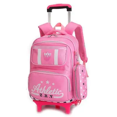Школьные сумки для мальчиков с 6 колесами, детская школьная сумка для путешествий, чехол на колесиках, школьный рюкзак с рисунком принцессы для девочек - Цвет: 2 wheels