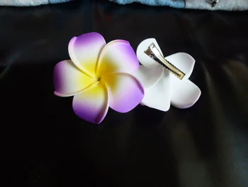 

50 Purple colour Foam Hawaiian Plumeria flower Frangipani Flower bridal hair clip 6cm