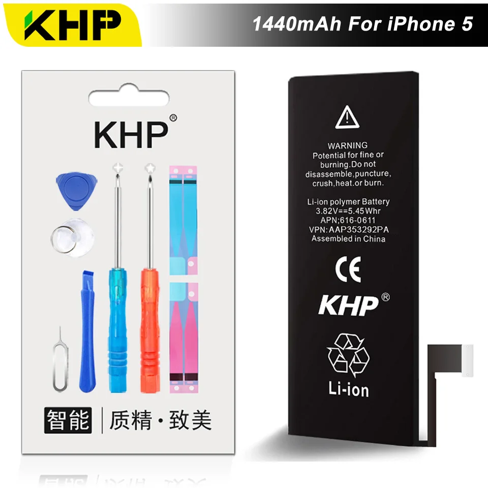 NEW 2017 100% Original KHP Phone Battery For iPhone 5 Capacity 1440mAh Repair Tools 0 Cycle Replacement Mobile Batteries Sticker (7)