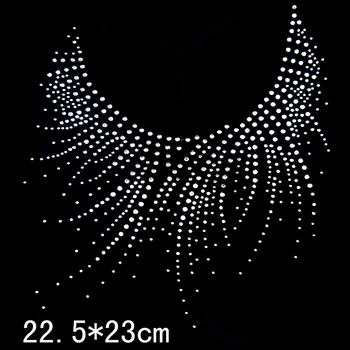 

Elegant Neckline Collar hot fix rhinestone transfer motifs iron on crystal transfers design patches fixing T03
