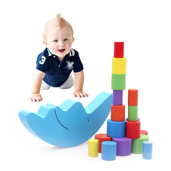 

Educational Wooden Blocks Moon Of Balance Column Building Child Toys A1
