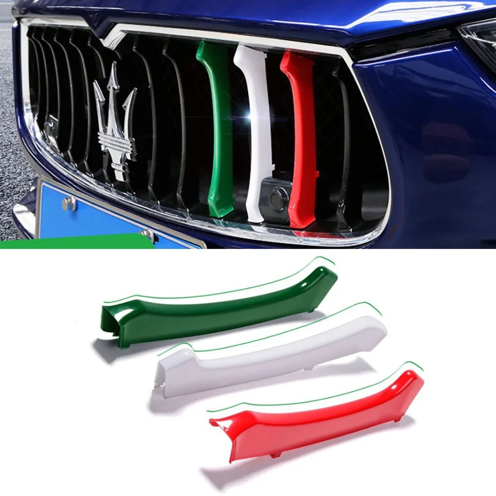 

Grille Trim 3pcs Front Grille Decorative Garnish Trim for Maserati Ghibli 2014-2016