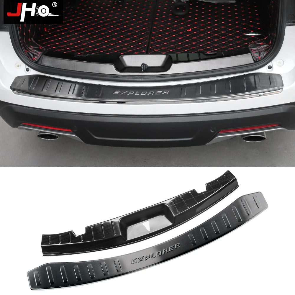 

JHO Steel Built-in Rear Bumper Protector Cover Guard Sill Plate For Ford Explorer 2016-2019 2017 2018 Car Styling Accessories