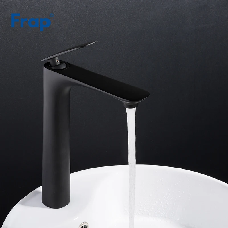 

Frap Tall Black tap Basin Sink Mixer Tap deck mounted Cold And Hot Single Handle Wash Bathroom useful Waterfall Faucet Y10043