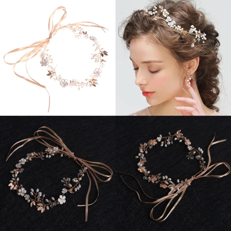 

JAVRICK Women Girls Hairband Headband Shell Flower Wreath Bride Wedding Hair Accessories Bridesmaid hair decoration