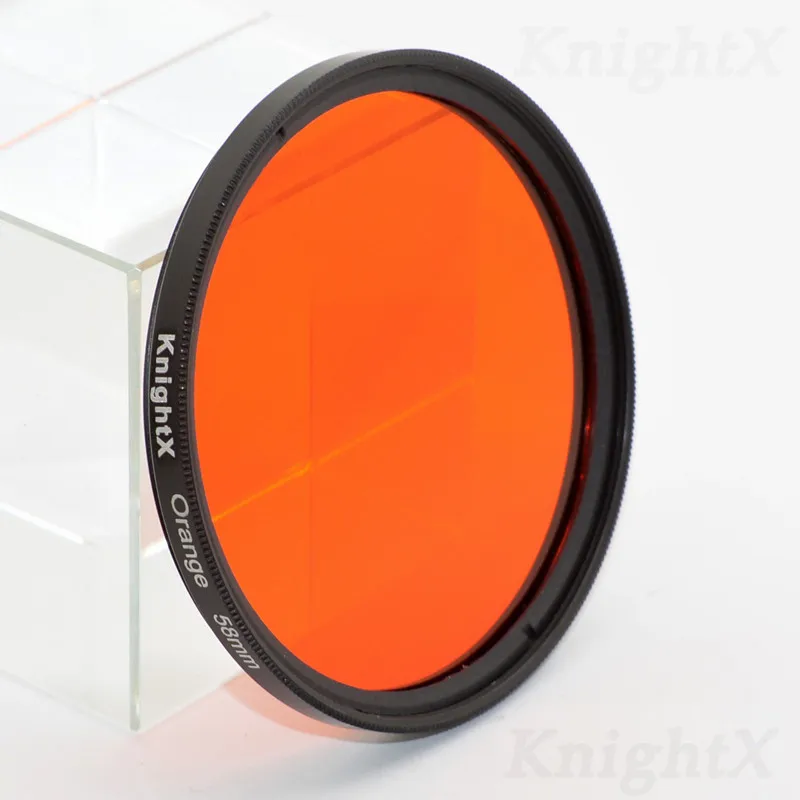 KnightX 24 цветной фильтр nd uv для nikon canon sony a6000 аксессуары eos Объектив фото dlsr d3200 a6500 49 52 55 58 62 67 72 77 мм - Цвет: Orange