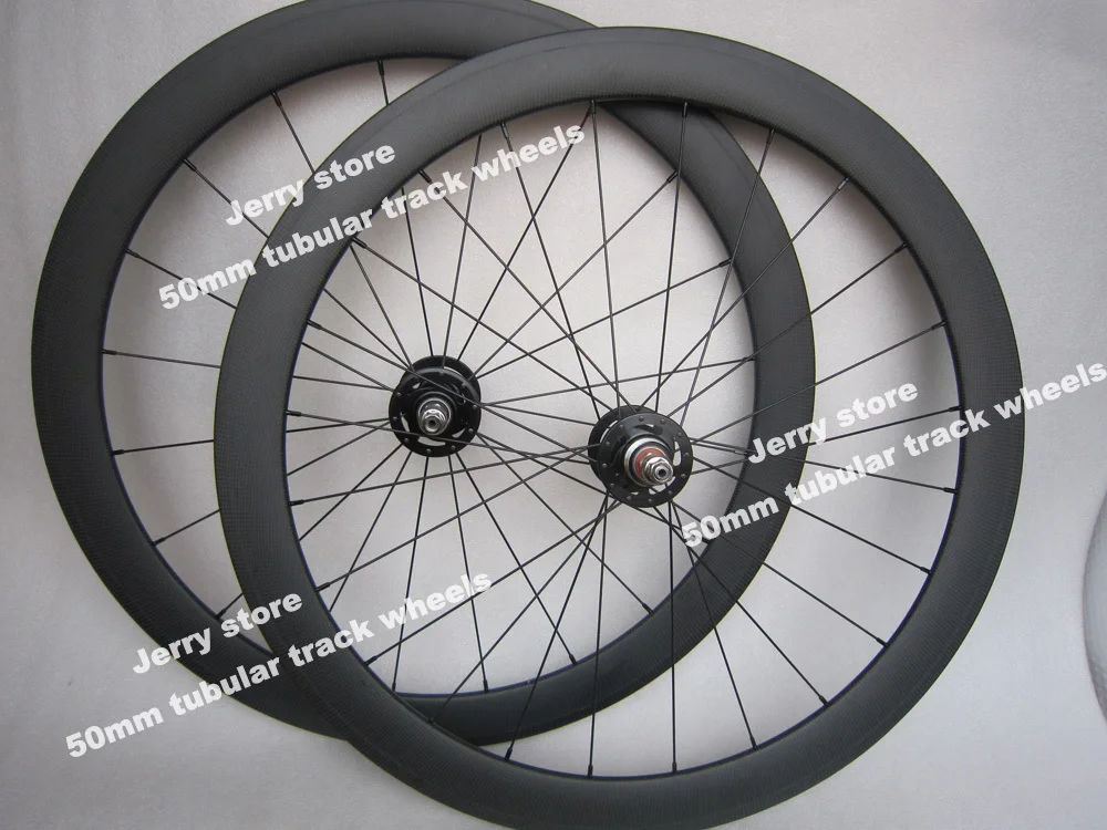 

track fixed gear single speed 700C carbon bicycle wheels 50mm deep tubular