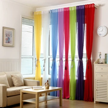

Colorful Solid sheer Curtains For Living Room Tulle Window Yarn for Home Bedroom Pure Color Voile Valances Door Window Curtain