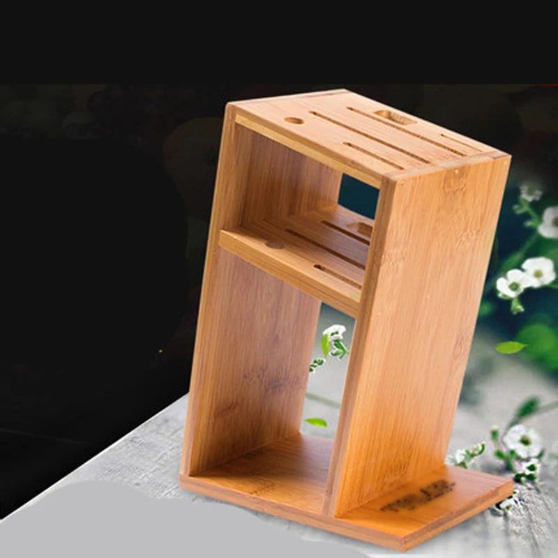 High Quality Bamboo Knife Holder Ventilated Dry Kitchen Knife Block Creative Multifunctional Knife Rest Kitchen Accessories