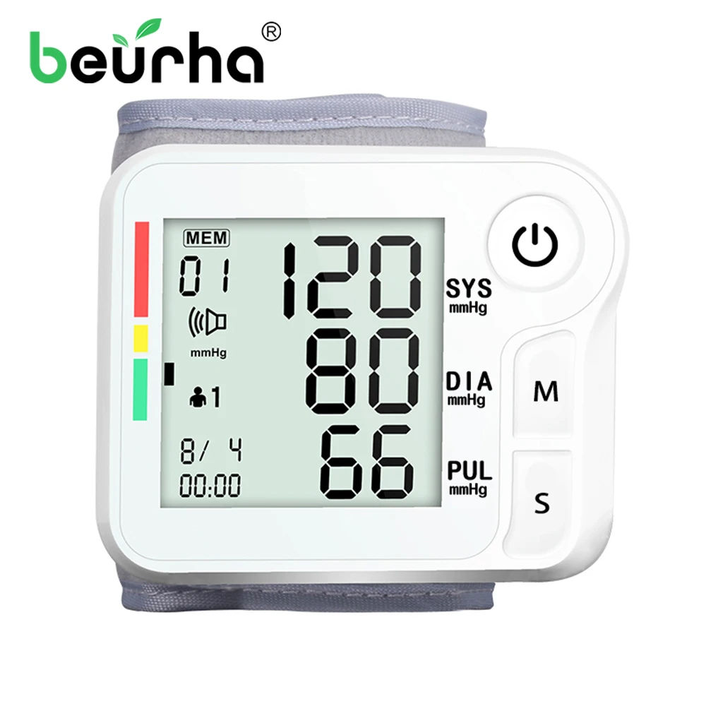 

Beurha English Button Cuff Wrist Sphygmomanometer Blood Presure Meter Monitor Heart Rate Pulse Portable Tonometer For healthy