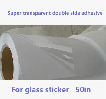 

50in wide large format super transparent PET doulbe side adhesive film roll