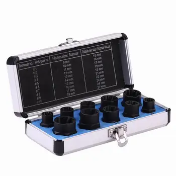 

10pcs Damaged Nut Bolt Remover Kit Stud Extractor Hex Broken Bolt Screw Remover