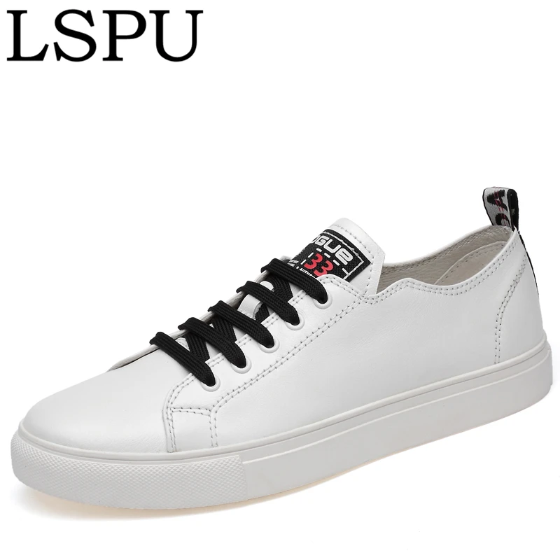 

High Quality Genuine Leather Men Sneakers Lace Up Breathable Casual Trainers Shoes Fashion Men Skateboard Shoes Plus Size 37-47
