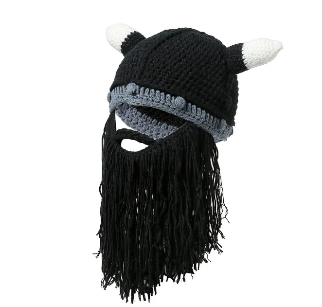 Горячая Распродажа мужские варвары Vagabond Viking Beanie роговые шапки ручной работы зимние теплые подарки на день рождения крутые забавные Кляпы шапка на Хэллоуин