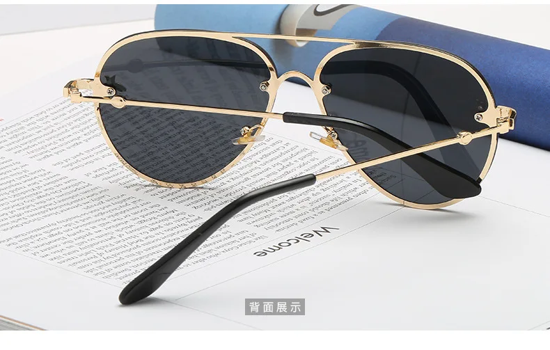 Роскошные брендовые дизайнерские женские солнцезащитные очки без оправы, авиационные женские солнцезащитные очки, градиентные оттенки, маленькая пчелка, линзы для девушек, UV400 лучи