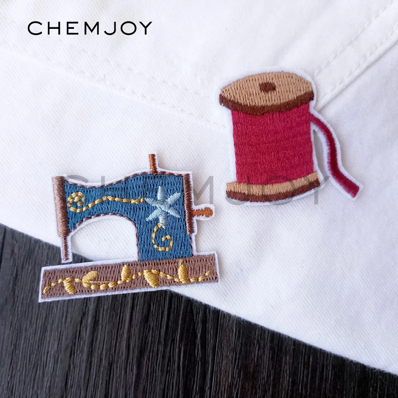 

Set of 2 Sewing Machine Yarn Embroidery Patch for Clothing Ironing on Stickers Sewing Applique Biker Patches Badges for Clothes