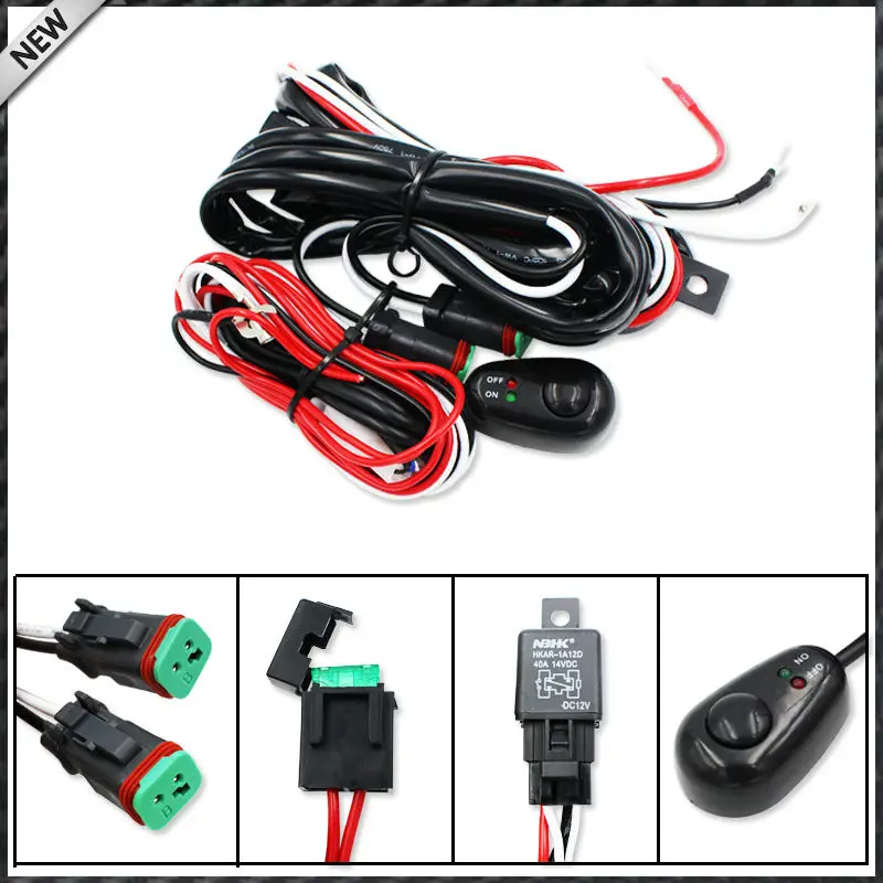 

Deutsch DT DTP Connectors Relay Harness Wire Kit with LED Light ON/OFF Switch For Off-road LED Pod Lights, LED Worklamps, etc