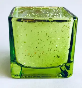 

NEW! 6*6*6CM Xmas Glass Mercury Square Candle holder,Green/Red color