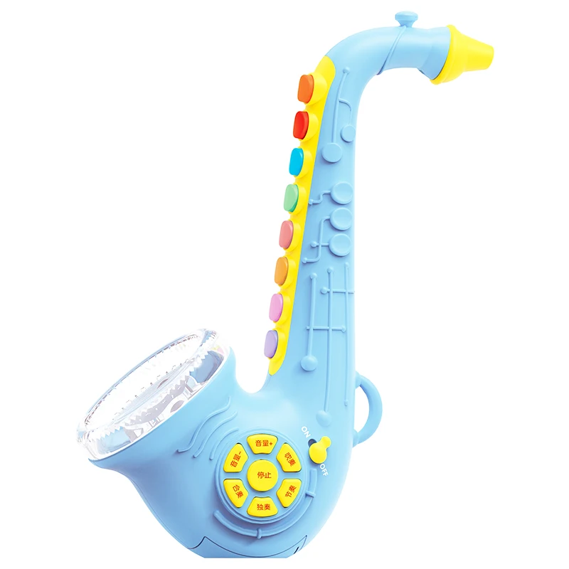 blue Игрушка саксофон детская труба игровой инструмент детские игрушки 1-3 года детский набор инструментов - Цвет: blue