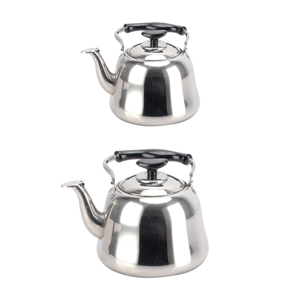 2 pcs Whistling Kettle Stainless Steel Induction Gas Stovetop Teapot Kitchen Dining Kettle for Home Restaurant Camping 1L + 3L