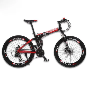 

GT-UPPER Mountain Bike Full Suspension Steel Foldable Frame 24 Speed Shimano Mechanic Brake Wheel Whith Spokes