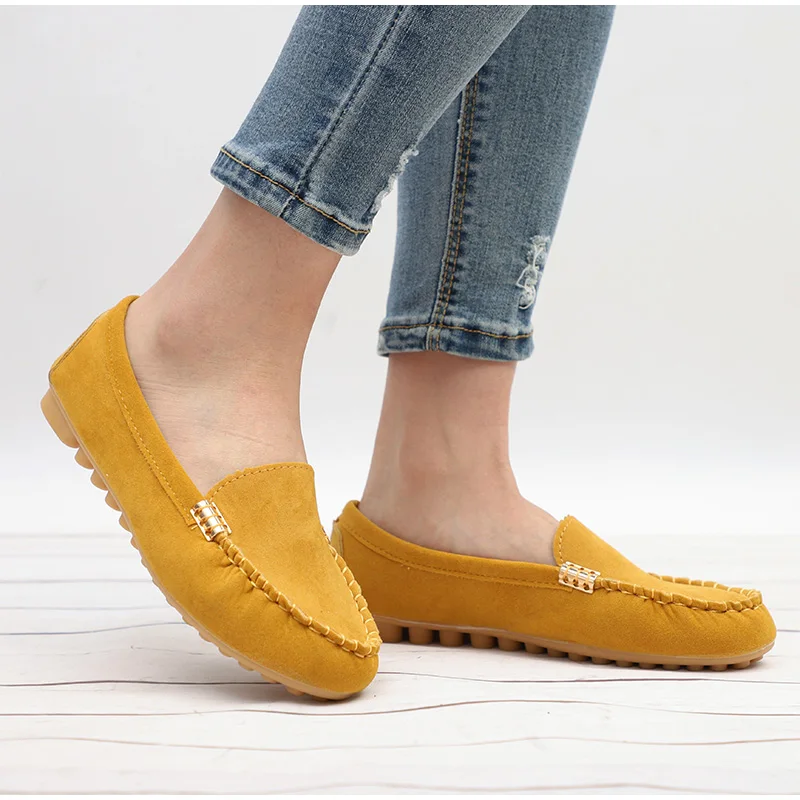 Women Flats Suede Candy Color Loafers Slip on Casual Flat Shoes Soft Ballet Flat Spring Moccasins Shallow Ladies Shoes Puls Size