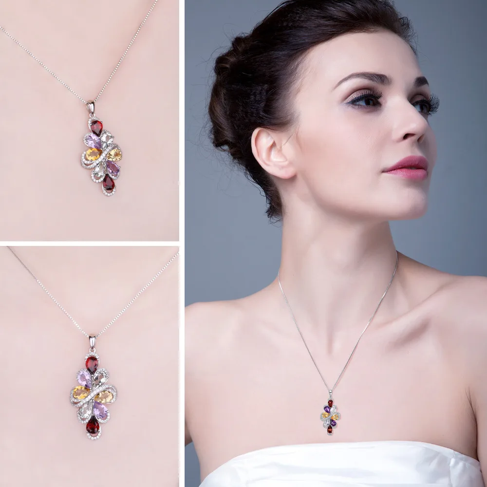 JewelryPalace 6ct натуральный аметист гранат цитрин кулон с зеленым аметистом 925 пробы