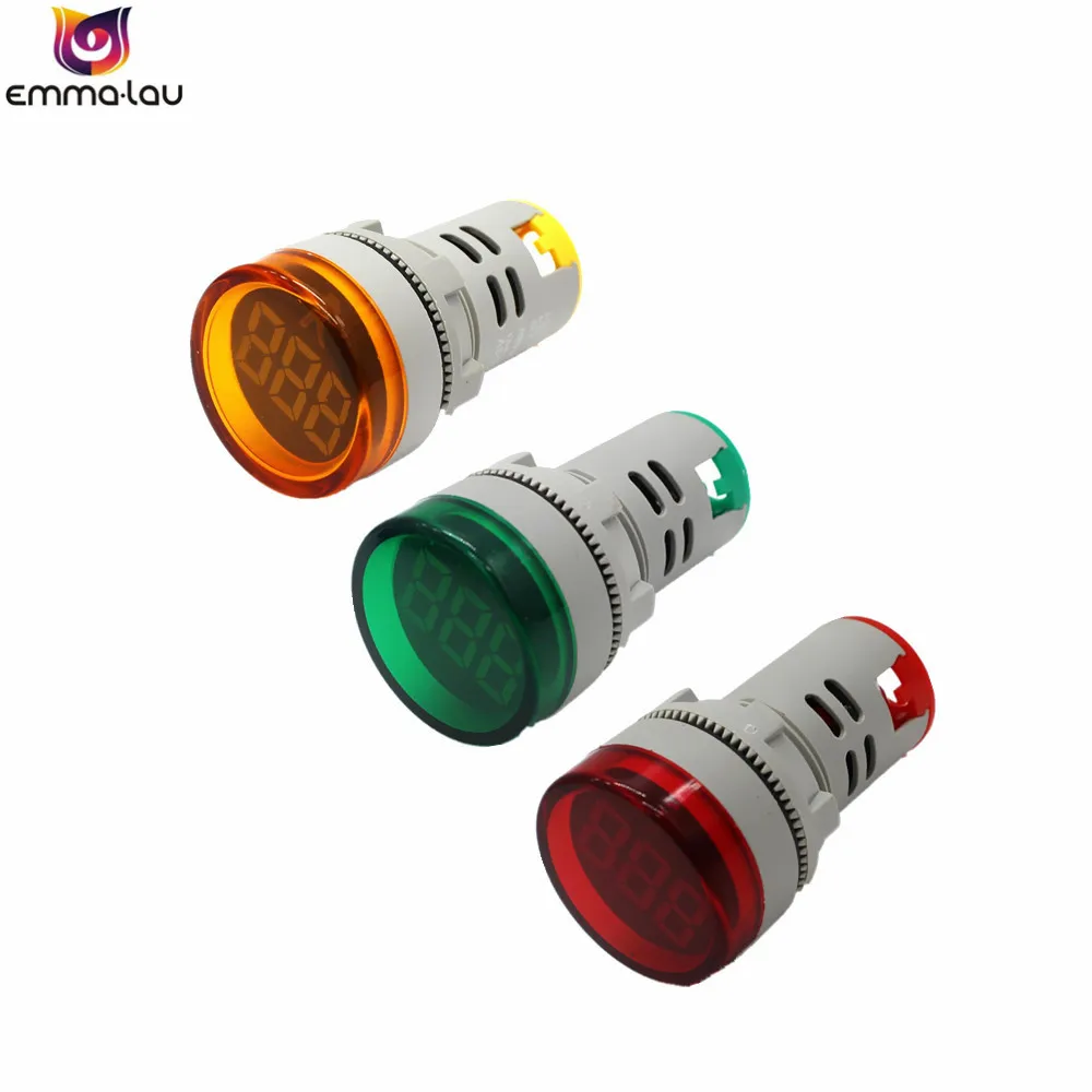 

22MM Digital AC Voltmeter Voltage Meter Mini Indicator Lamp AD16 LED Display Voltage Detector Tester Lights 5 Colors 60-500V AC