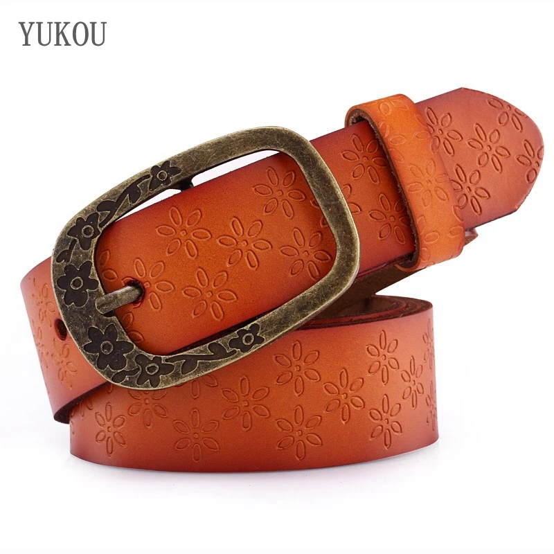 

Women'S Strap Casual Women Brief Genuine Leather Belt Women Strap Pure Color Belts Top Quality Jeans Belt Printed Cowhide